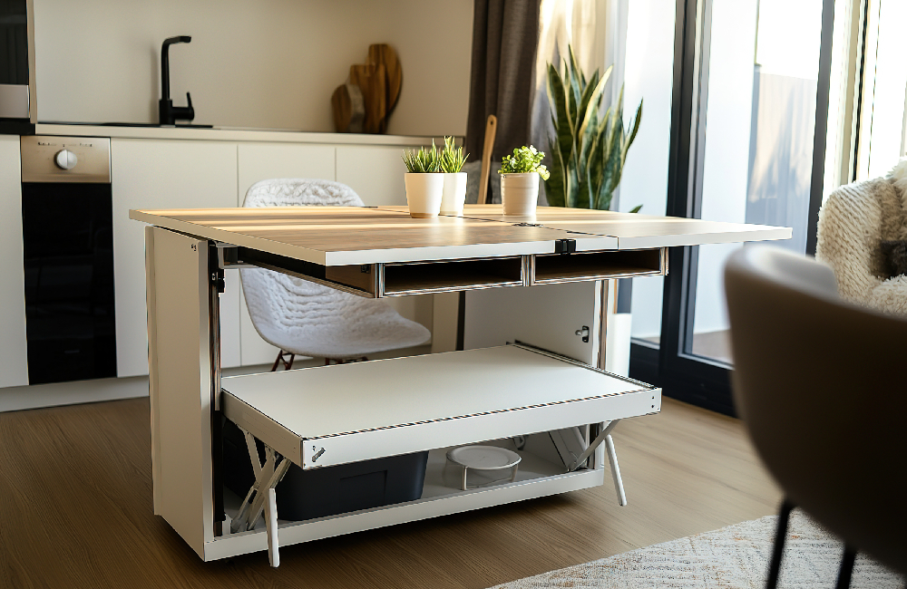 Combining work and rest with a professional study table and bedroom storage solutions