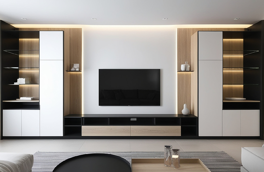 Creating a luxurious entertainment zone with a modern tv unit design and luxury sofa sets