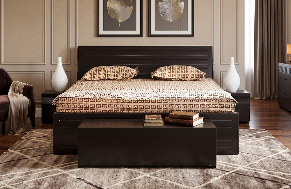 Designing a grand master bedroom with a luxury king size bed and double beds with storage